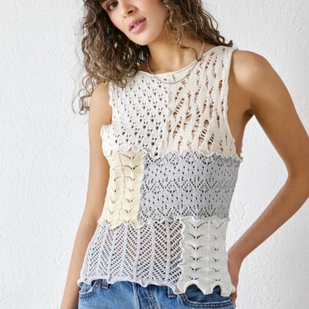Urban Outfitter Mixed Knit Patchwork Top